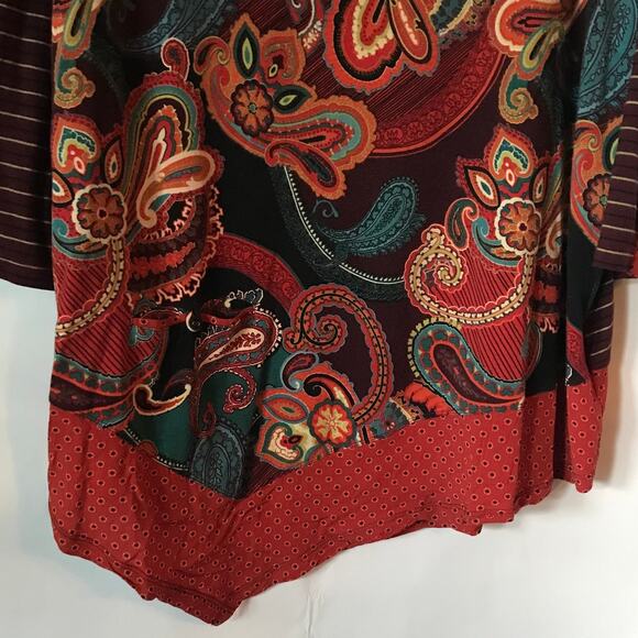 Westbound Top XL Blouse Womens Long Sleeve Paisley Handkerchief Hem Multicolor - Picture 7 of 7